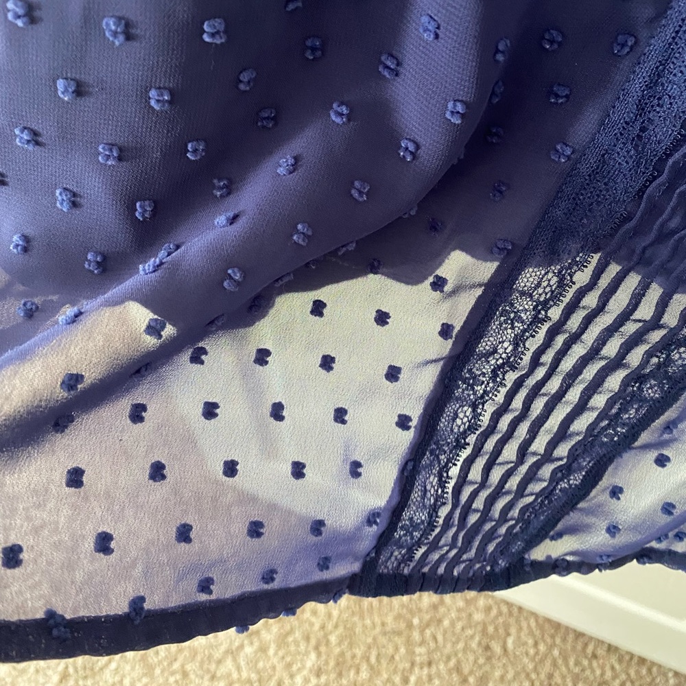 LC Lauren Conrad Blue Textured Blouse - Picture 4 of 5